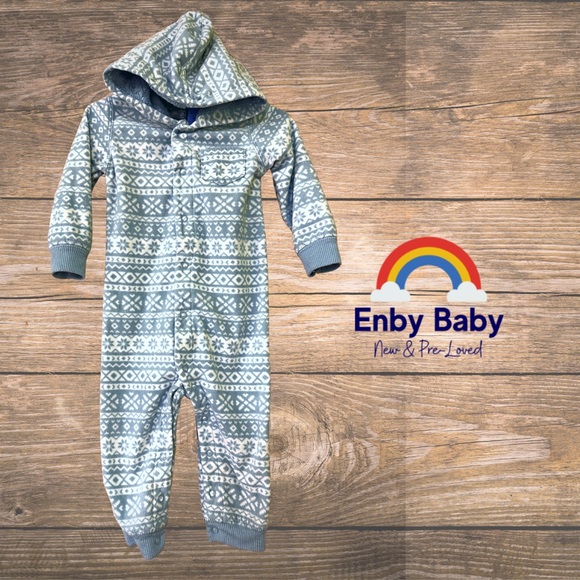 18m Hooded Fleece Zipper Romper - Picture 1 of 5